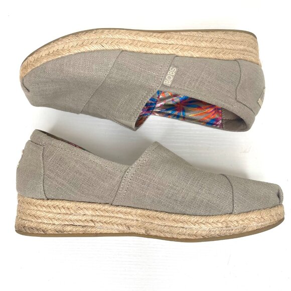 Bobs Skechers Memory Foam Shoes Womens 9 Gray Taupe High Jinx Espadrilles Slip - Picture 7 of 12